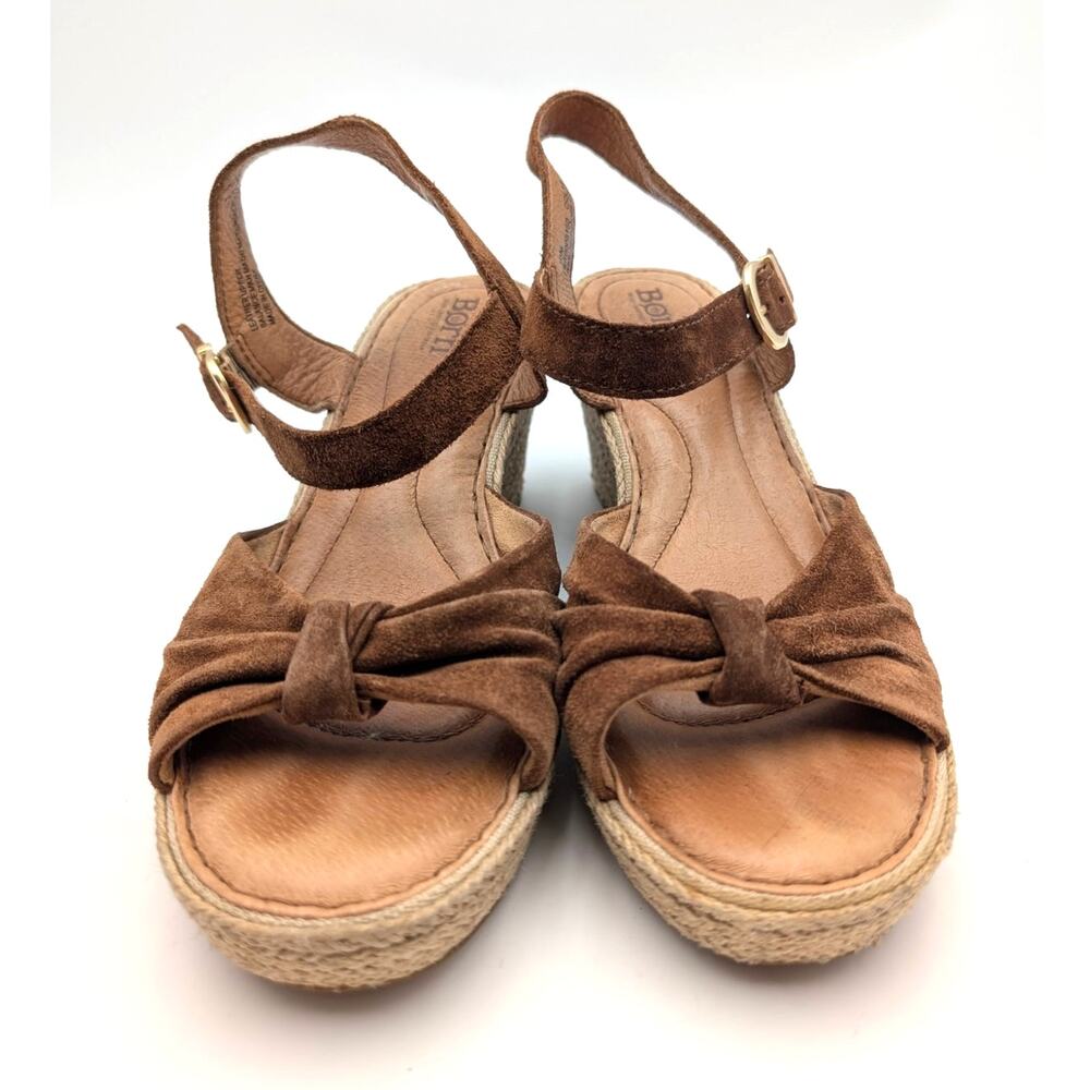 Born Monticello Knotted Wedge Sandal Women's Ankle Strap Brown Size US10M EU41 - Picture 2 of 14